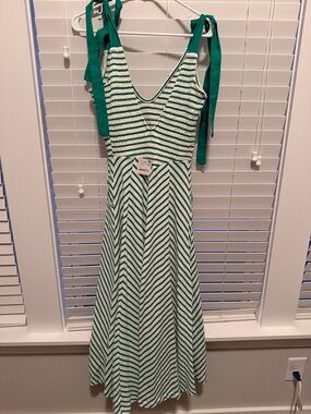 Free people Green & white striped maxi dress